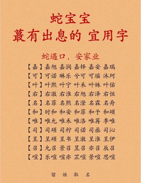 蛇宝宝取名宜用字有哪些_属蛇起名带什么偏旁好