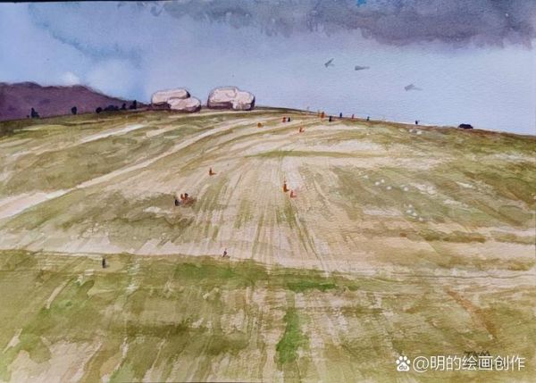 草原水彩画图片大全_怎么画草原水彩画