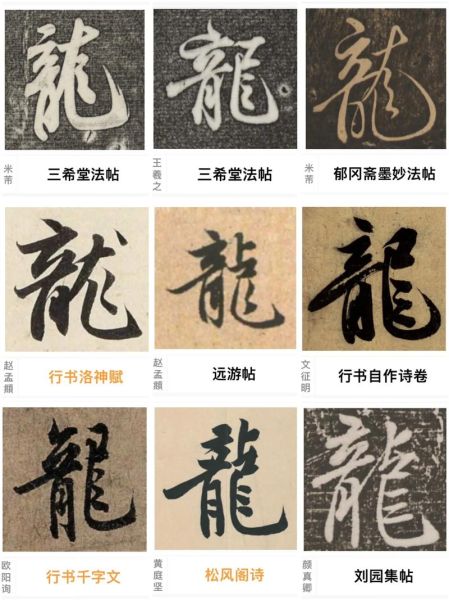 龙字书法图片大全_如何临摹不同书体