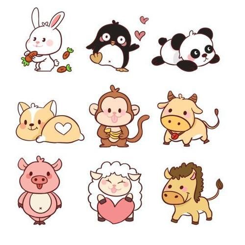 动物贴纸画图片大全_怎么画简单又好看