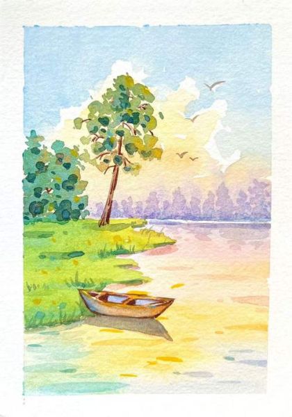 水彩风景画图片大全_如何临摹